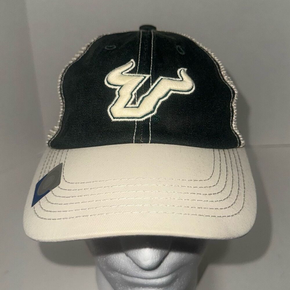 University of South Florida Bulls Snapback Mesh Back Tan Green Baseball Cap